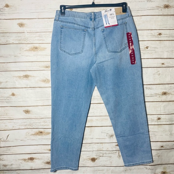 Seven7 Women's Light Blue High Rise Fitted 90's  Straight Leg Jeans Size 14 - Picture 4 of 5